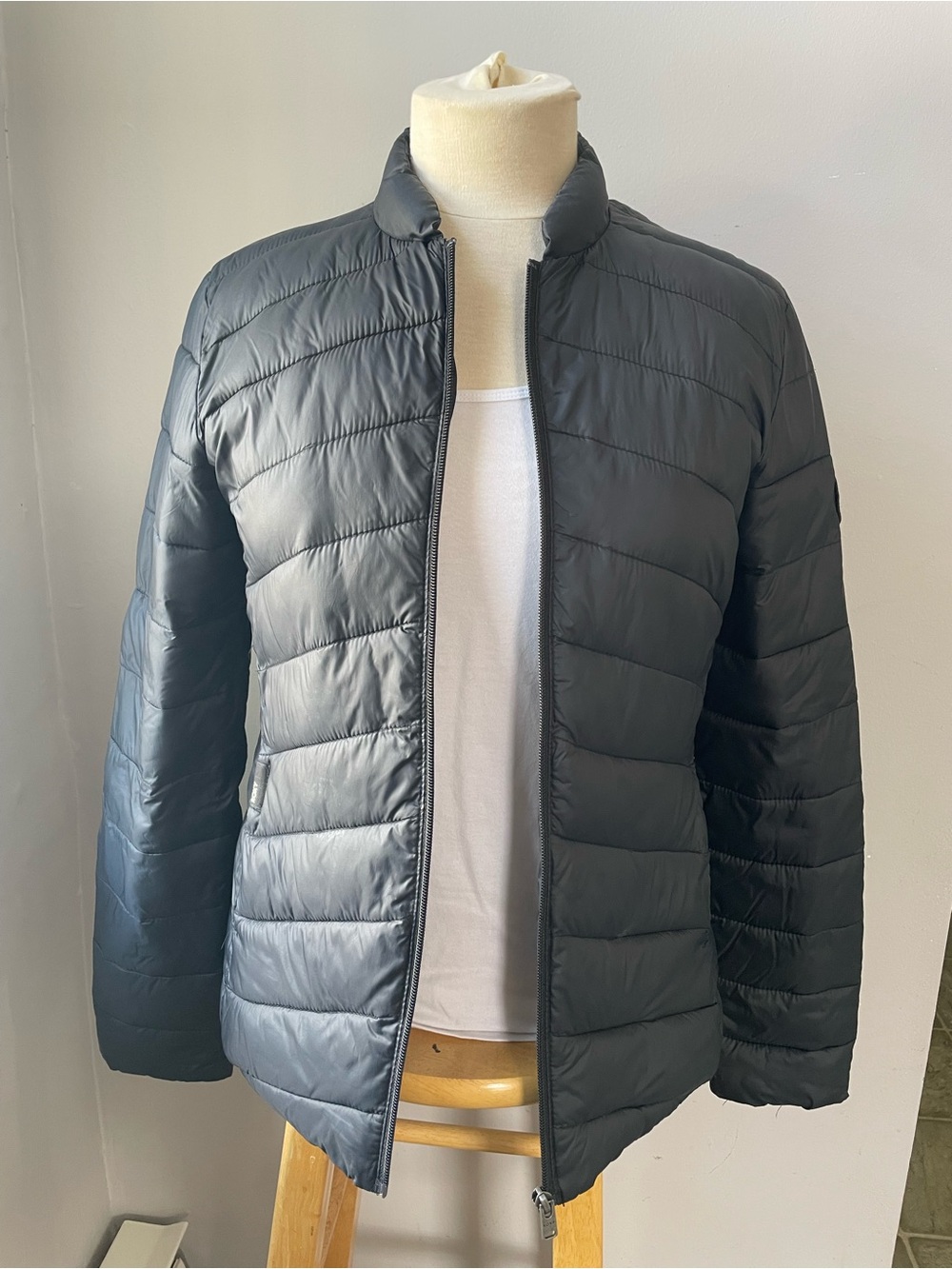 Women ROXY Black Lightweight Puffer Jacket Zip-Up Quilted Coat Size XS / TP